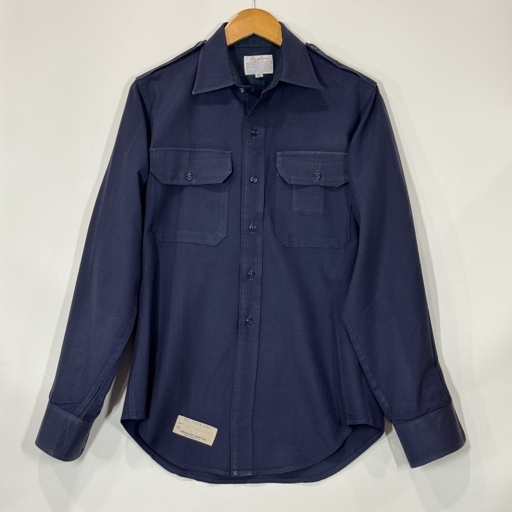 Vintage US‎ Air Force Shirt Adult 15.5 Blue 35 Creighton Uniform USA 70s
